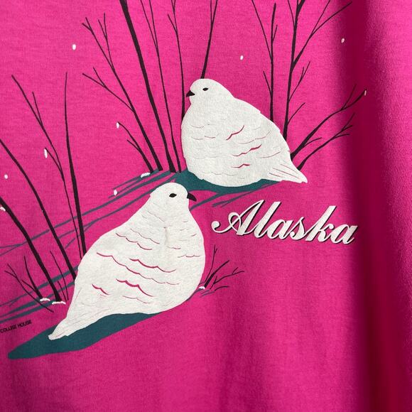 Vintage Anvil 1988 Alaska Puff Print Crew Neck Cotton Graphic Puff Print Tee L - Picture 3 of 9